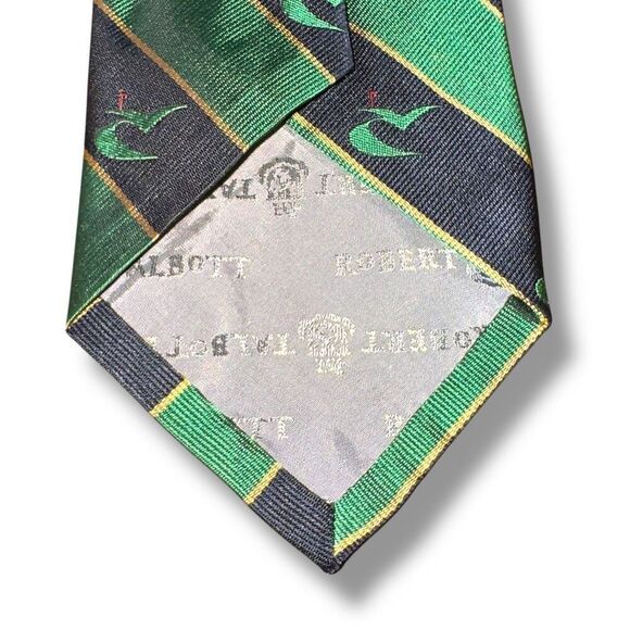Robert Talbott Green & Black Golf Masters Handmade in USA Striped Tie - Picture 3 of 4